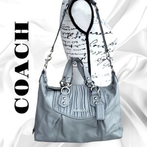 💯 Authentic Coach Ashley slate grey carryall gathered leather satchel handbag